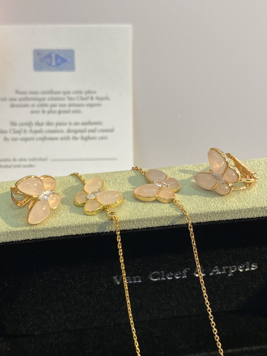Van Cleef & Arpels Alhambra Butterfly Earrings and Necklace Set